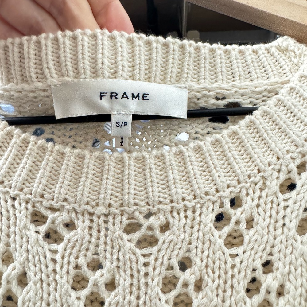 NWT Frame Cream Long Sleeve Crochet Dress - Picture 3 of 8